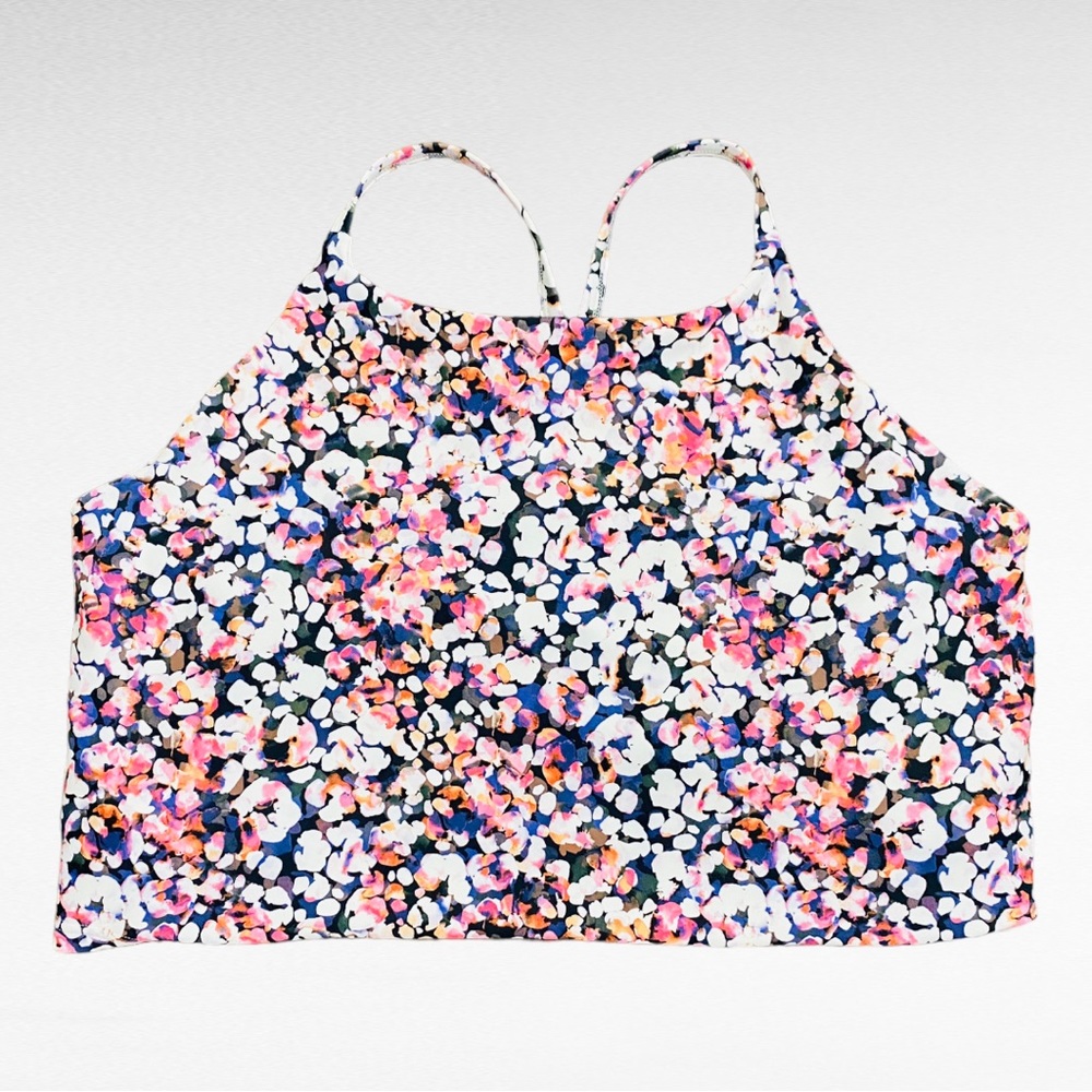 Old Navy | Multicolored Abstract Pink Florals Active PowerSoft Sports Bra 2X
